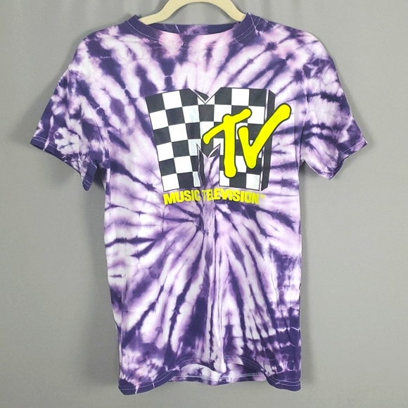 MTV Tie Dye Checkered Graphic T Shirt, Size S - Picture 1 of 5